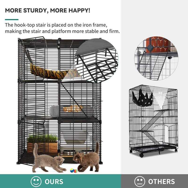 YITAHOME Cat Cage Indoor Cat Enclosures DIY Cat Playpen Metal Kennel with Extra Large Hammock for 1-2 Cats - Pet Supplies online store