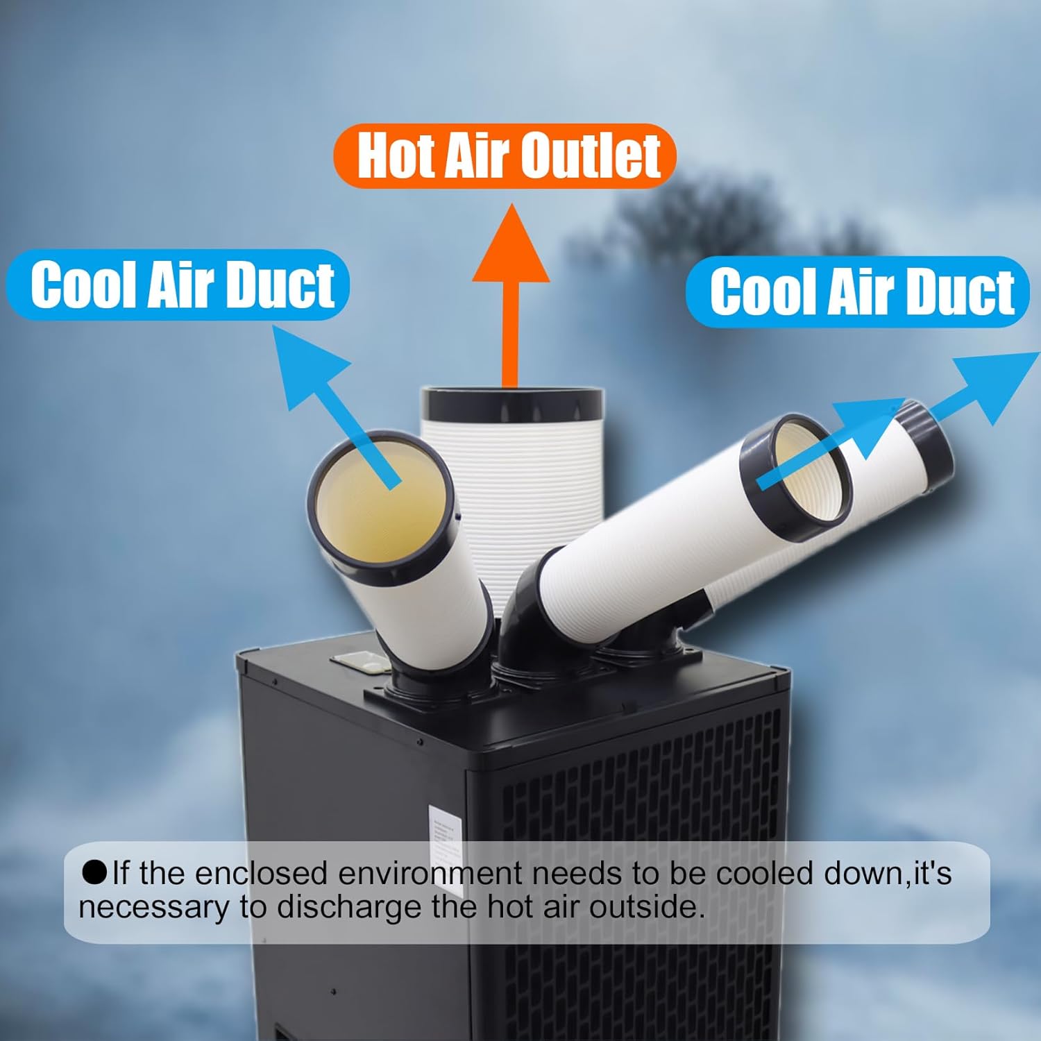 HayWHNKN Industrial Spot Cooler Commercial Air Conditioner 22500 Btu/h Mobile Outdoor Cooling Aircon 220V 2.5KW