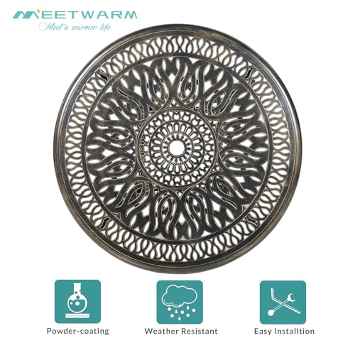 MEETWARM 5-Piece Outdoor Patio Dining Set, All-Weather Cast Aluminum Patio Conversation Set for Backyard Garden Deck with 4 Cushions Swivel Rocker Chairs and 35.4" Round Table, 2.2" Umbrella Hole