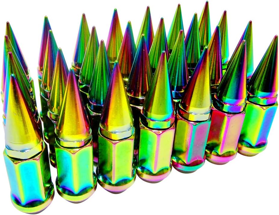 32 pc Universal 2pc Extended Spike Lug Nut M12x1.5 Conical Seat Hex 3/4
