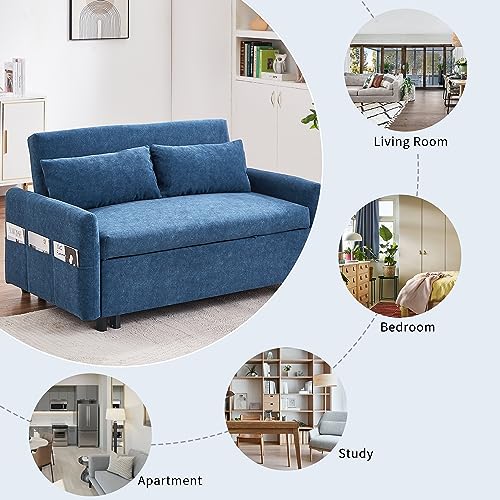 Harper & Bright Designs 3 in 1 Convertible Sleeper Sofa Bed, Modern Velvet Loveseat Futon Sofa Couch w/Pullout Bed, Love Seat Lounge Sofa, for Living Room, Gray