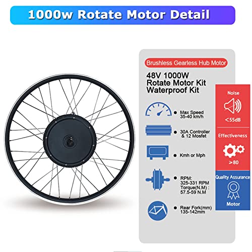 lectric Bike Conversion Kit, 48V 1000W 1500W Rear Drive Hub Motor, 20" 24" 26" 27.5" 28" 29" Rear Wheel, Waterproof Ebike Conversion Kit with Intelligent Controller,48V1500W-27.5inch