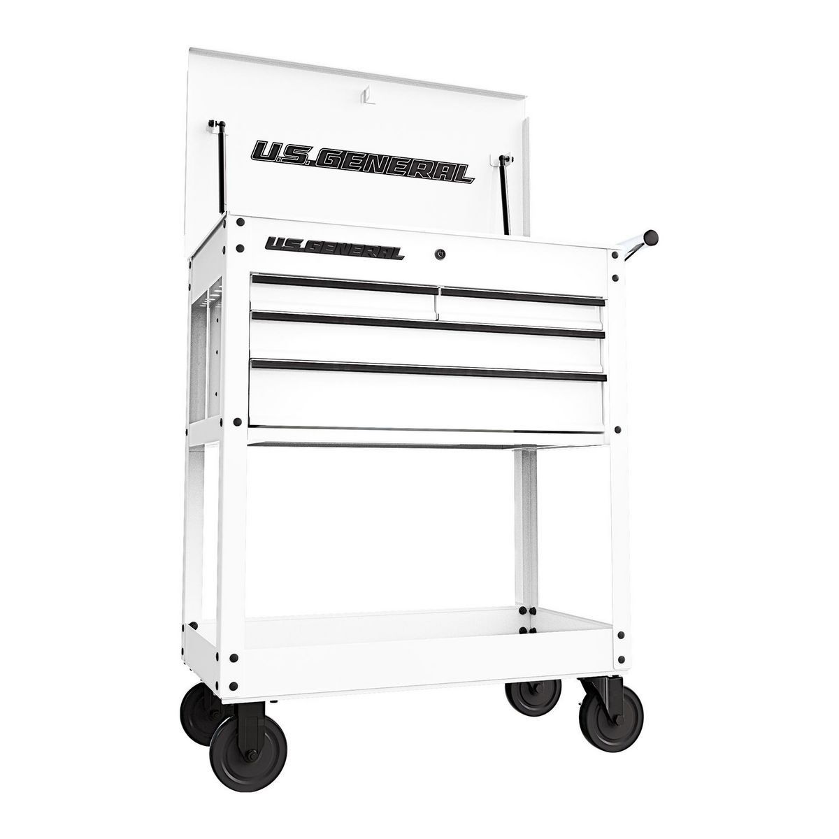 U.S. GENERAL 30 in., 4-Drawer Tech Cart, Red