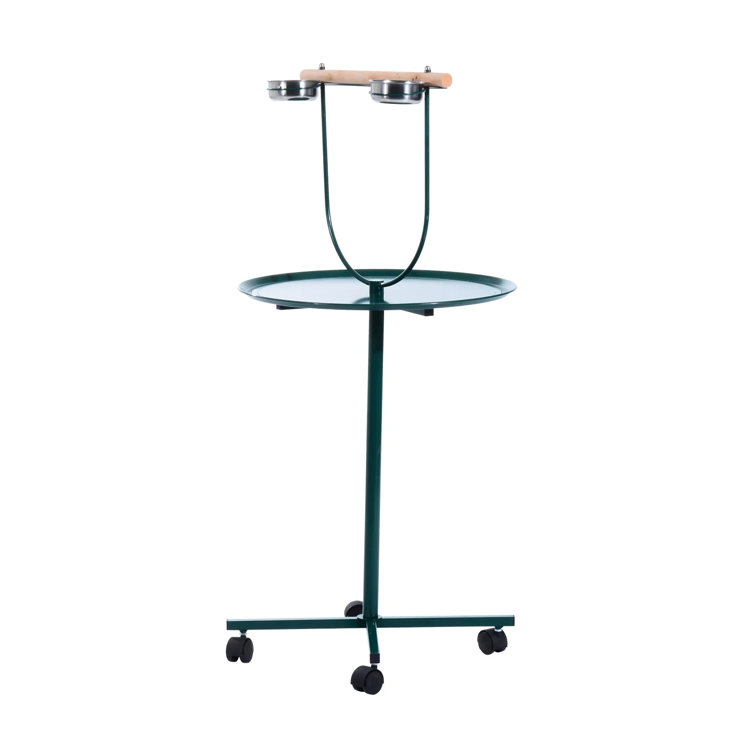 PawHut 49" Rolling T-Stand Bird Training Activity Playground With Perch