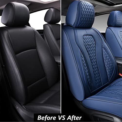 Coverado Seat Covers, Car Seat Covers Full Set, Black Car Seat Cover, Car Seat Covers Front Seats Back Seat Cover, Waterproof Car Seat Cushion,Leather Seat Cover Seat Protector Universal Fit Most Cars
