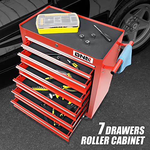 DNA MOTORING 7-Drawer Rolling Tool Cabinet Chest with Keyed Locking System Non-Slip Mat, for Garage Warehouse Workshop, Green, TOOLS-00399