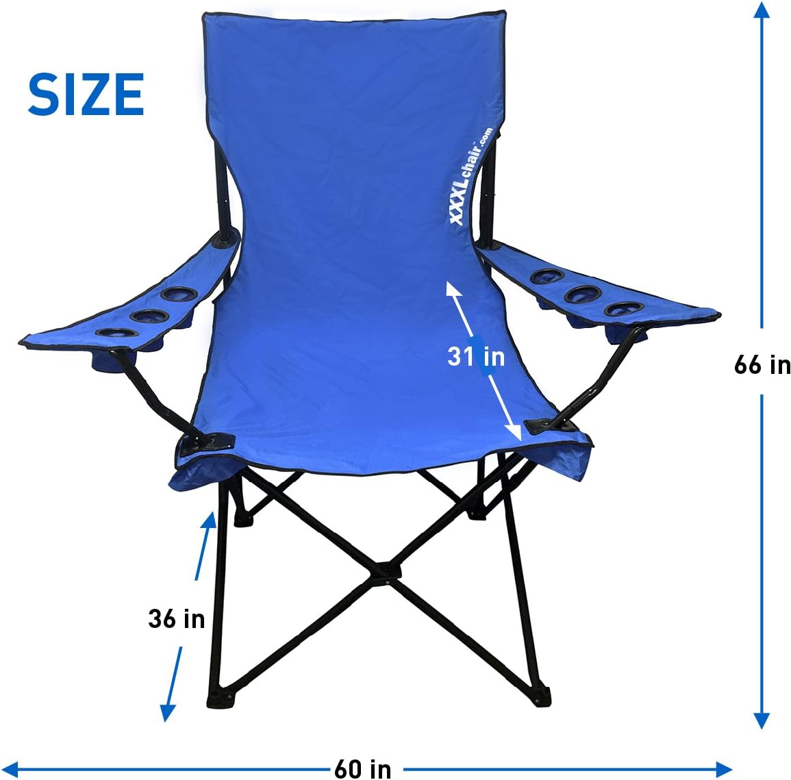 Giant Oversized Big Portable Folding Camping Beach Outdoor Chair with 6 Cup Holders! Fold Compact into Carry Bag!