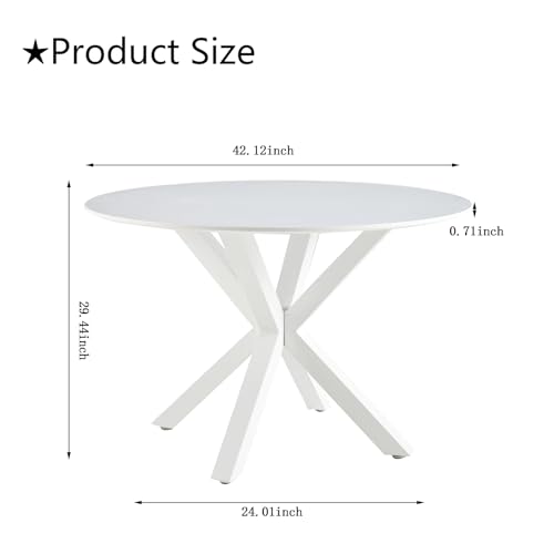 Round Dining Table for 4, Mid Century Modern 42" Faux Wood Round Dining Room Table, Round Kitchen Table for Dining Living Room, Office, Small Spaces