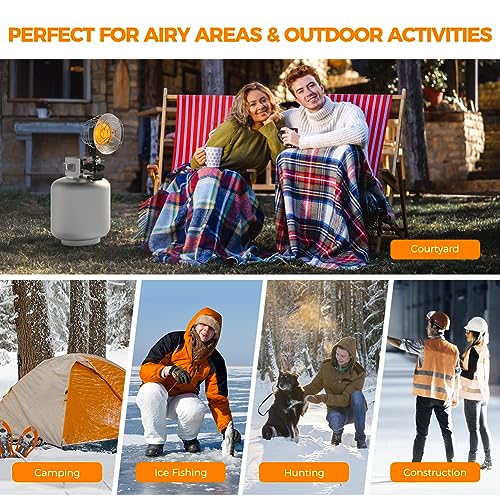 Propane Tank Top Heater, CAMPLUX Outdoor Tanktop Heater with Tip-Over Switch for Garage, Camping, Hunting, Double Burner Heavy Duty Steel 30,000 BTU