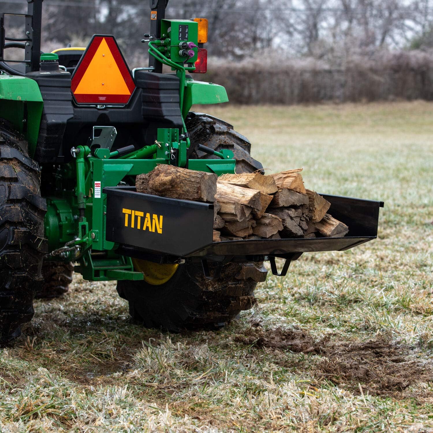 Titan Attachments 10 Cu. FT Quick Hitch Compatible Dump Box, Category 1, 3-Point, Self-Dumping Landscaping Attachment
