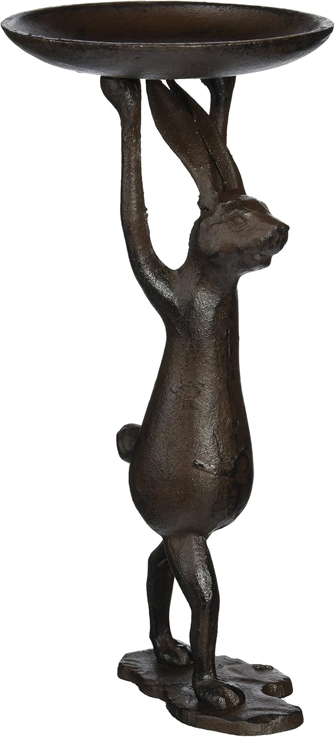 Creative Co-Op Cast Iron Rabbit Candleholder in Antiqued Bronze Finish