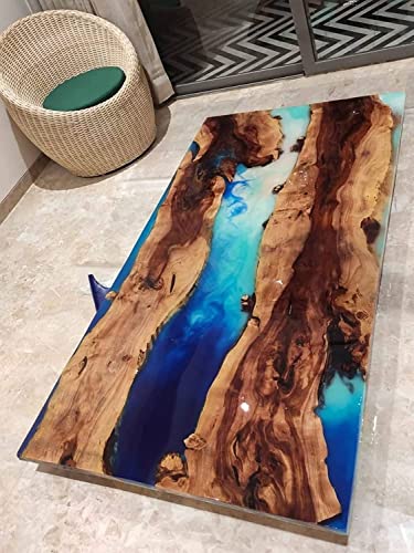 Customized Large EPOXY River Table, Resin Dining Table for 2, 4, 6, 8 River Table, Wood Epoxy Coffee Table Top, Living Room Table, Epoxy Bar Counter (16.5" Inches Tall, 36 x 20 inches)