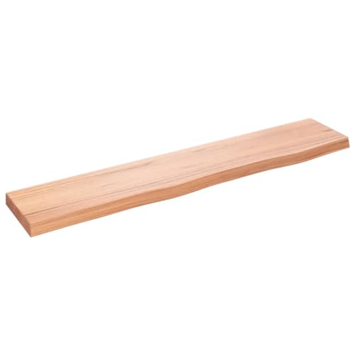 Wall Shelf Light Brown 39.4"x7.9"x1.6" Treated Solid Wood Oak,Optimized:Embrace the beauty of nature with its unique live edge design. Each shelf is meticulously handcrafted, showcasing the natural va