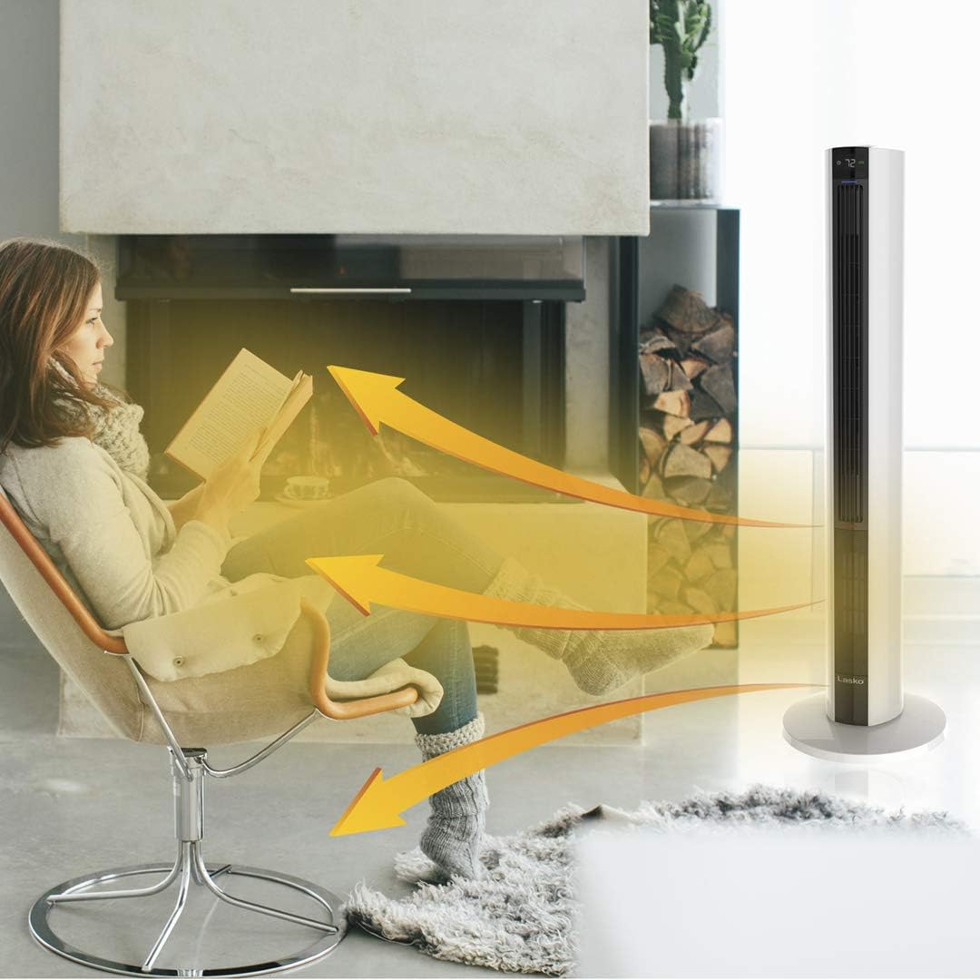 Lasko FH500 Fan & Space Heater Combo Tower, 42 Inch, Black White