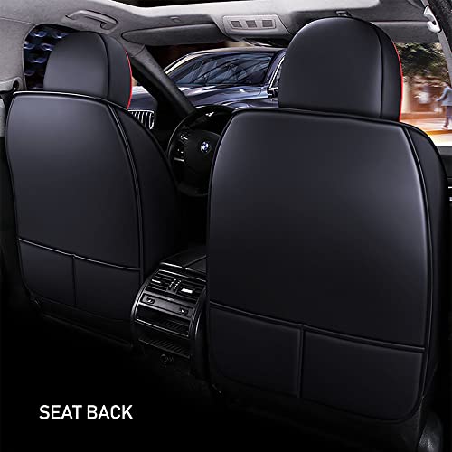 Waterproof 5 Car Seat Covers for Honda Passport 2019-2023, Premium Leather Automotive Front and Back Seat Protectors Compatible with Airbag (Black & Black Line)
