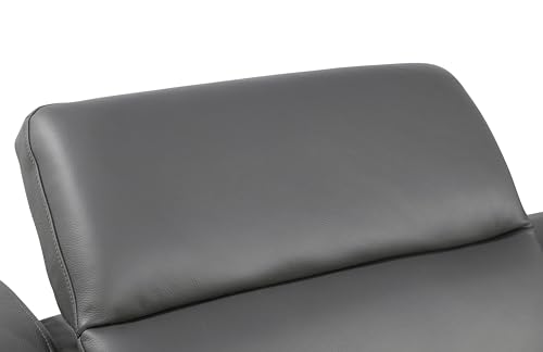 Ibero 12-Piece Italian Leather Sectional Sofa Set with 4 Recliners, Power Adjustable Headrests, USB and Wireless Phone Charger and Console Storage, Light Gray