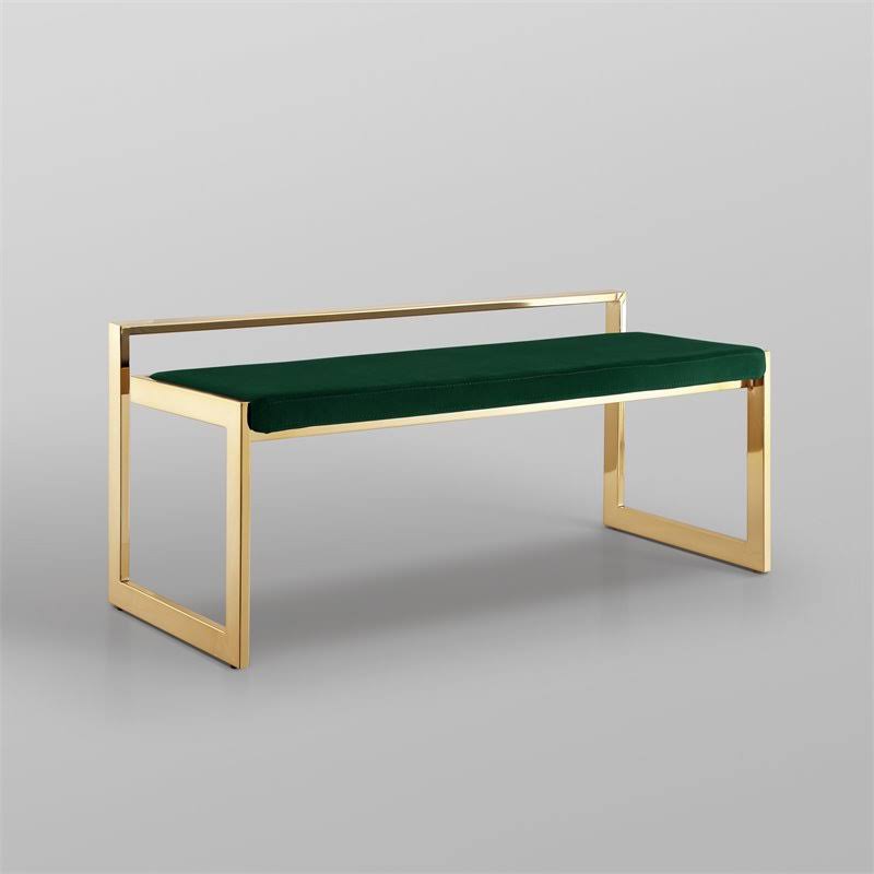 Posh Living Camilo Velvet Bench Green/Gold