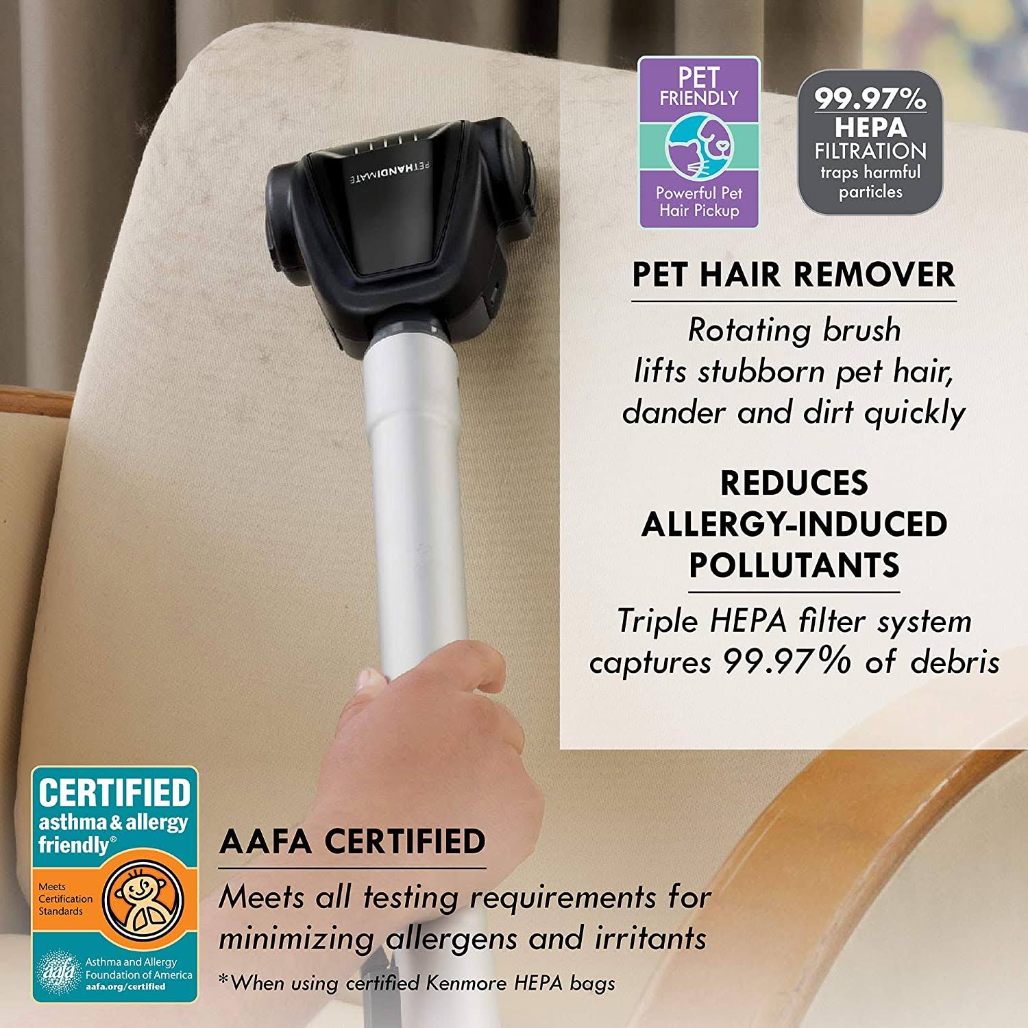 Kenmore Elite 31150 Pet Friendly Bagged Upright Vacuum w/Pet Handi-Mate Silver