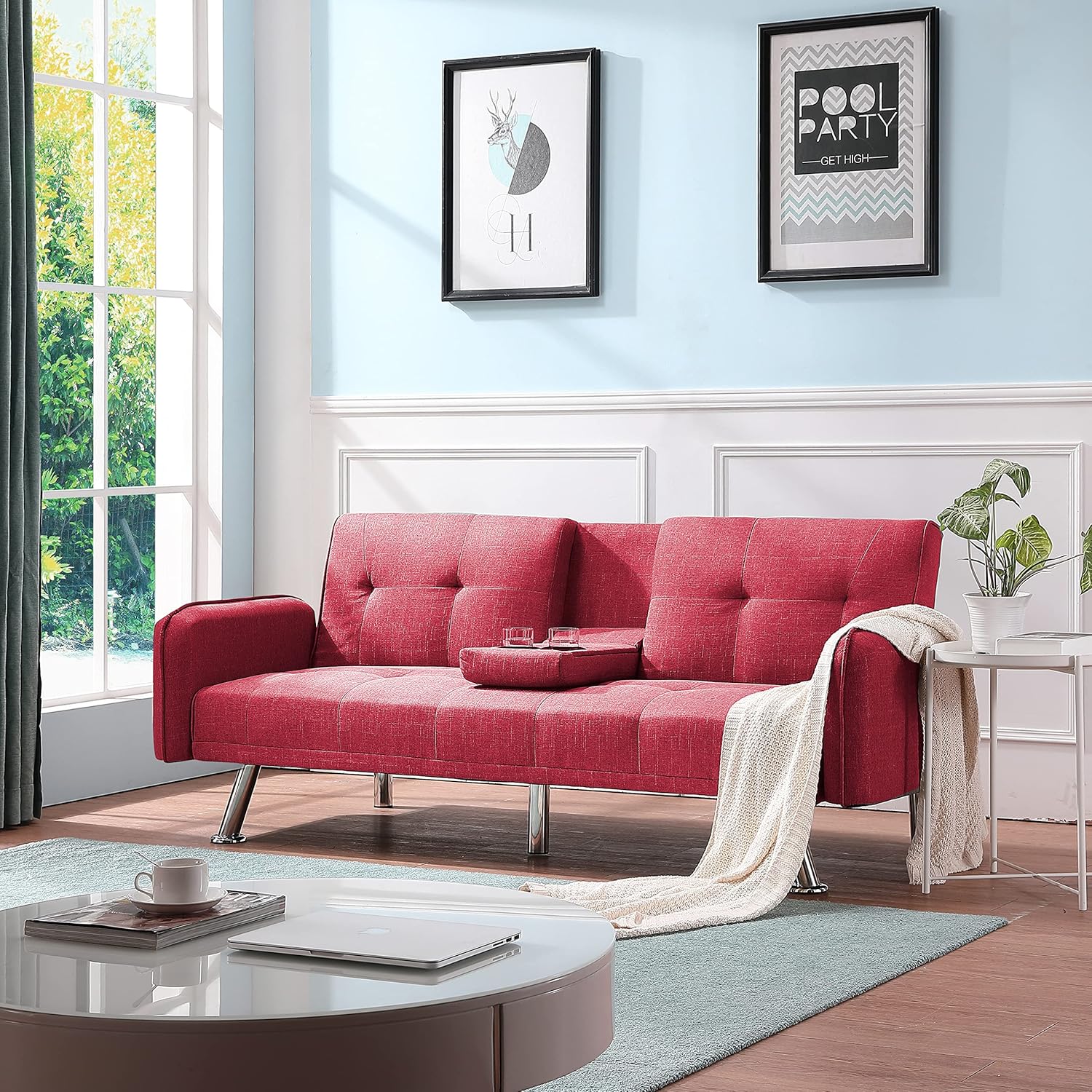 Simple and Fashionable Design Sofa Bed, red Suitable for Living Room and Bedroom