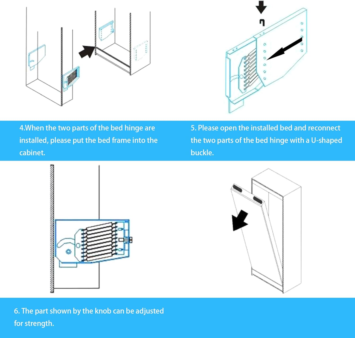 TFCFL Wall Bed Mechanical Hardware Kit, Queen-Size DIY Murphy Bed Hardware Kit for Horizontal Wall Mount