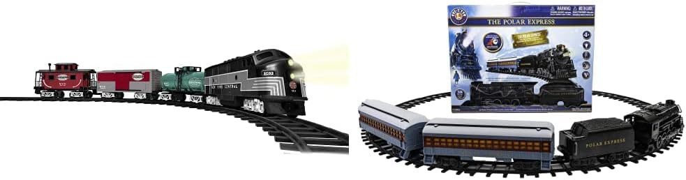 Lionel New York Central Battery-Powered Model Train Set Ready to Play w/Remote Bundle with Ready to Play 12Piece Curved Track Pack and Ready to Play Left & Right Interchange Track Pack, Switch