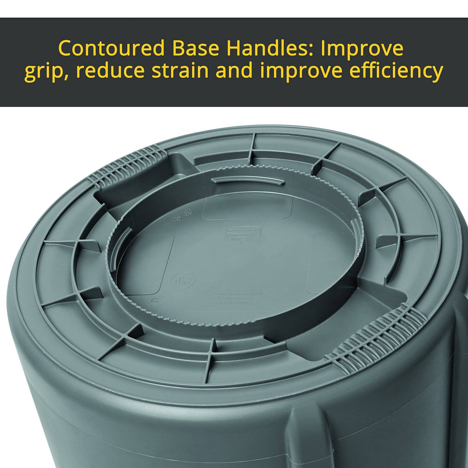 Rubbermaid Commercial FG264360GRAY Brute Vented Utlity Container, 44-Gallon, Gray