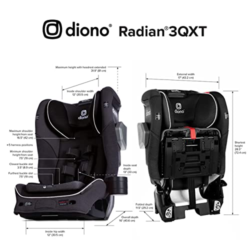Diono Radian 3QXT SafePlus 4-in-1 Rear and Forward Facing Convertible Car Seat, Safe Plus Engineering, 4 Stage Infant Protection, 10 Years 1 Car Seat, Slim Fit 3 Across, Yellow Mineral