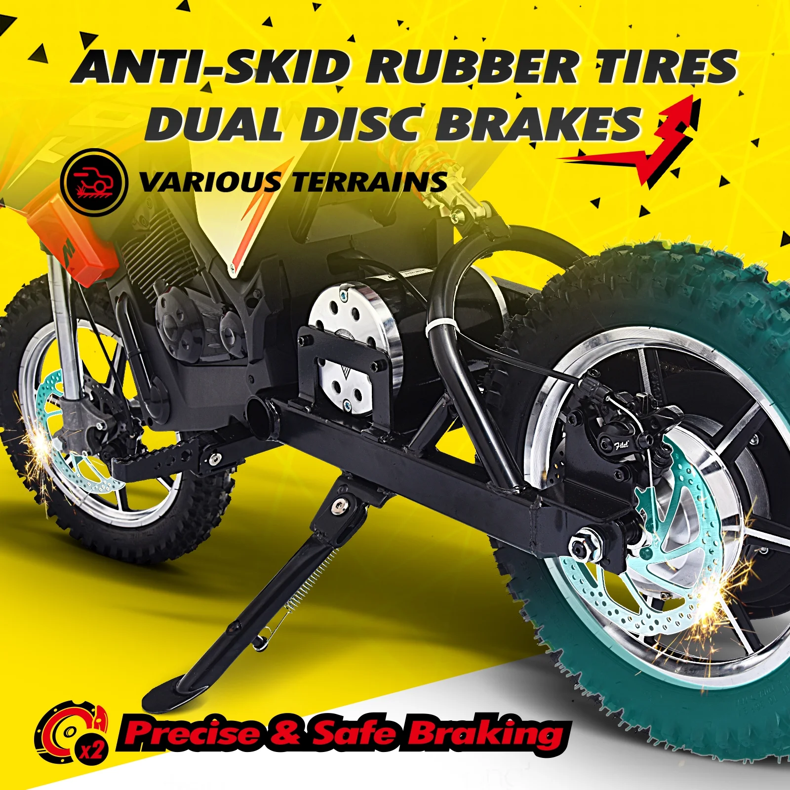 Blitzshark 36V 650W Kids Electric Dirt Bike Off-Road Motocross Ultra Powerful Motorcycle, with 17MPH MAX Speed, Rubber Tire, Twist Grip Throttle, Dual Suspension & Brakes, Leather Seat, SRK-MC20 Pro