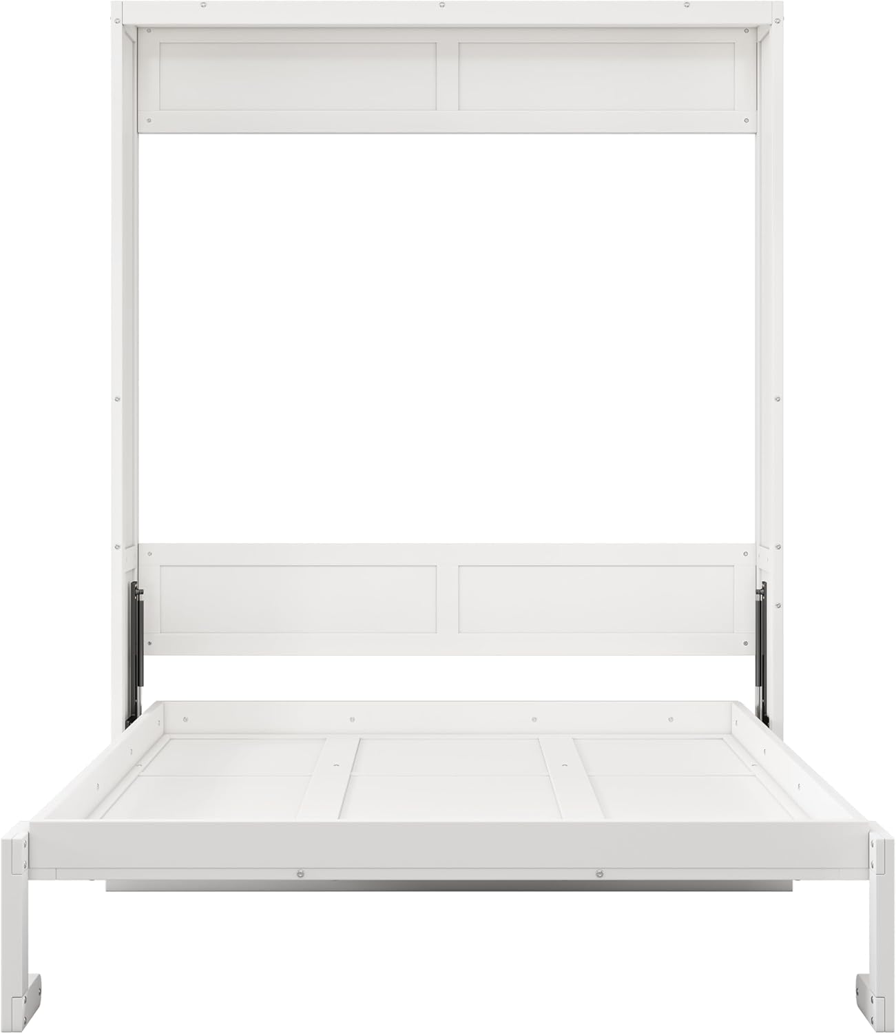 Murphy Bed Frame Full Size, Wall Beds with A Storage Shelf, Wood Folding Cabinet Bed with Desk for Home Office Studio, White