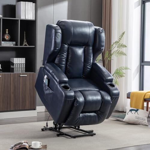 Lift Chair Recliners for Elderly Electric Power Lift Recliner Chair with Massage & Heat Vibration / 3 Positions / 2 Side Pockets/Handle Remote for Home Living Room