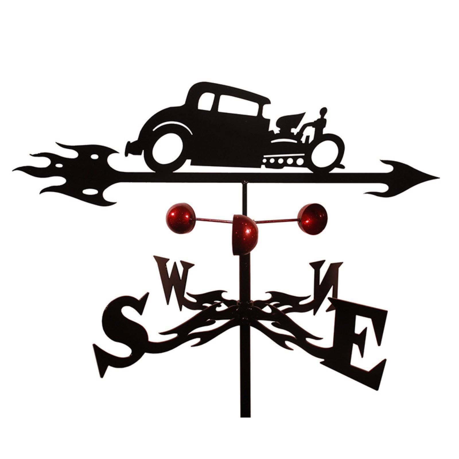 Handmade Hot Rod Auto Car Steel Weathervane, Black