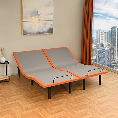 Split King Adjustable Bed Frame with Mattress - 14” Luxury Hybrid Mattress, Smart APP Contorl, Massage, Zero Gravity, Anti-Snore, 5 Minutes Installation, Head and Foot Incline, Medium Soft, Split King