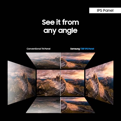 SAMSUNG 22" T350 Series FHD 1080p Computer Monitor, 75Hz, IPS Panel, HDMI, VGA (D-Sub), 3-Sided Border-Less, FreeSync, LF22T350FHNXZA