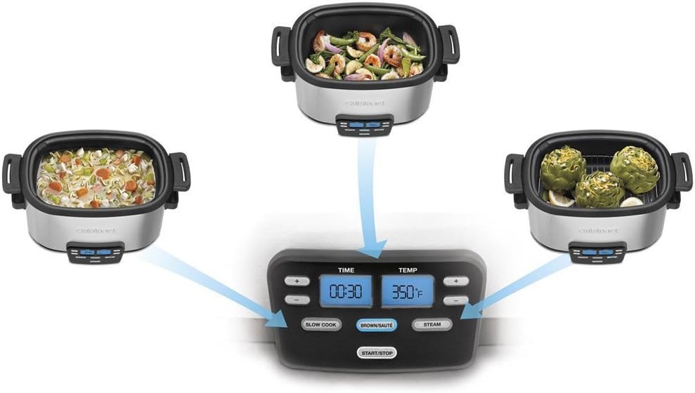 Cuisinart 3-In-1 Cook Central Multi-Cooker, Slow Cooker, Steamer - Renewed