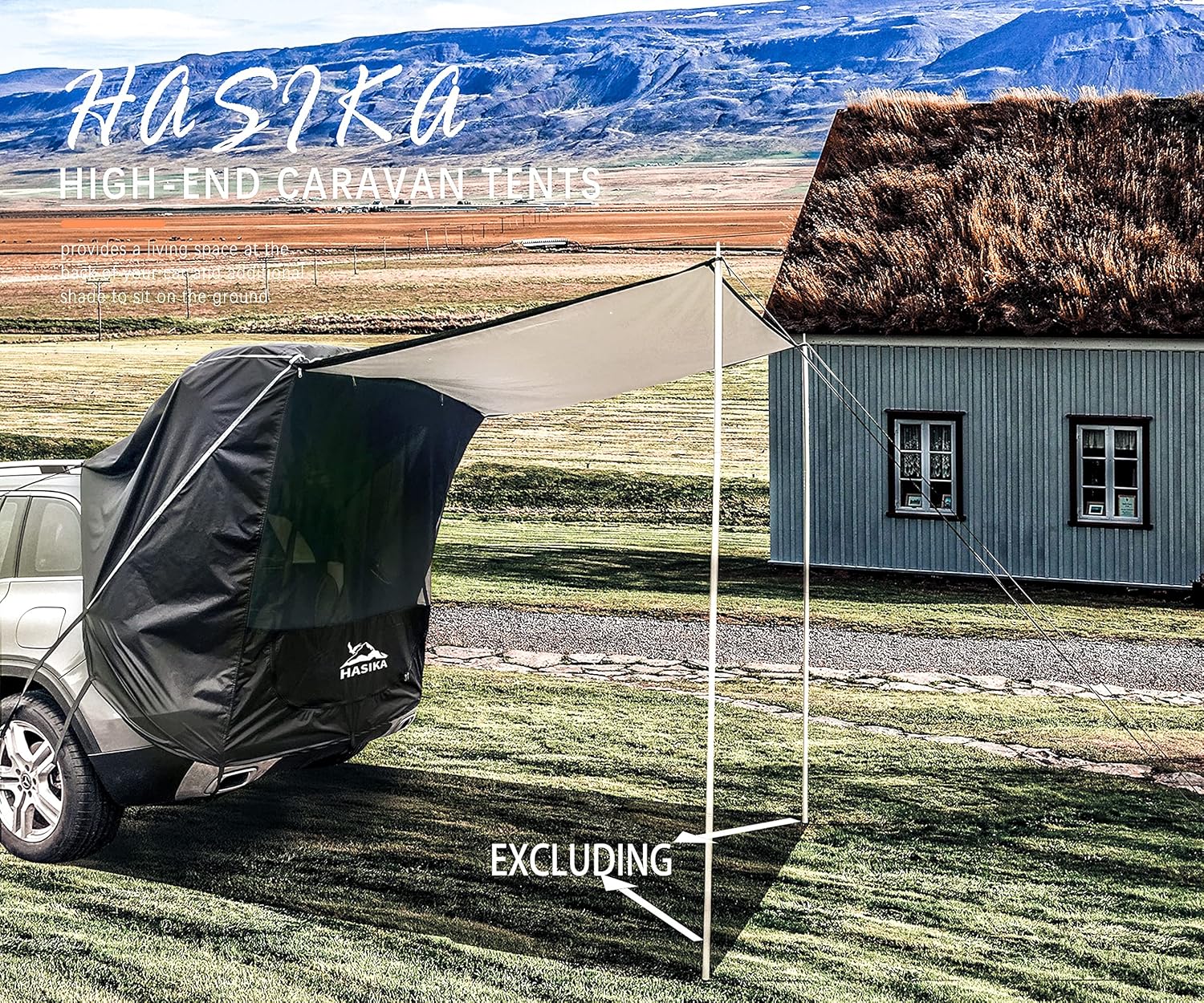Tailgate Shade Awning Tent for Car Camping Road Trip Essentials Midsize to Full Size SUV Van Waterproof 3000MM Black (Small)