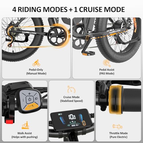 Dual Motor Electric Bike for Adults, 52V 4000/5000W Peak Motor, 40/45MPH, 1300Wh Battery, Up to 100 Miles Range, 26" x 4.0 Fat Tire Ebike with 7-Speed, Suspension, Turn Signals and Dual Disc Brakes