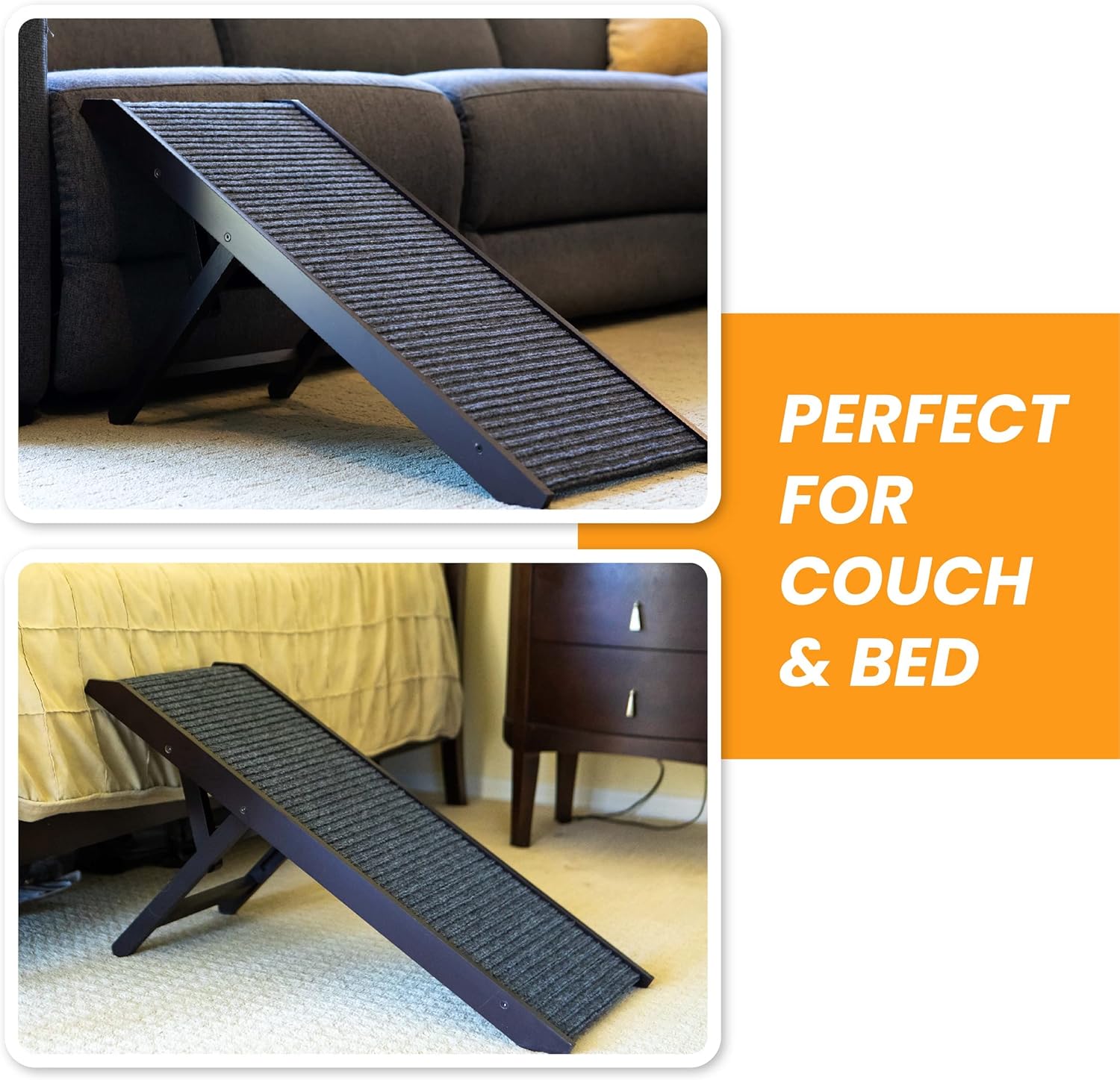 Adjustable Dog Ramp - Folding Dog Ramp for Bed or Couch - Pet Ramp for Small, Medium, and Large Dogs and Cats