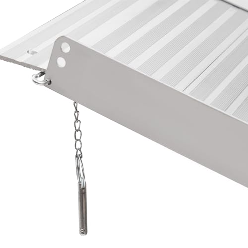HOMCOM Wheelchair Ramp 6FT, Foldable Aluminum Threshold Ramp with Non-Slip Surface and Handle, 600lbs Weight Capacity, Suitcase Handicap Ramp for Home, Doorways, Curbs, Steps