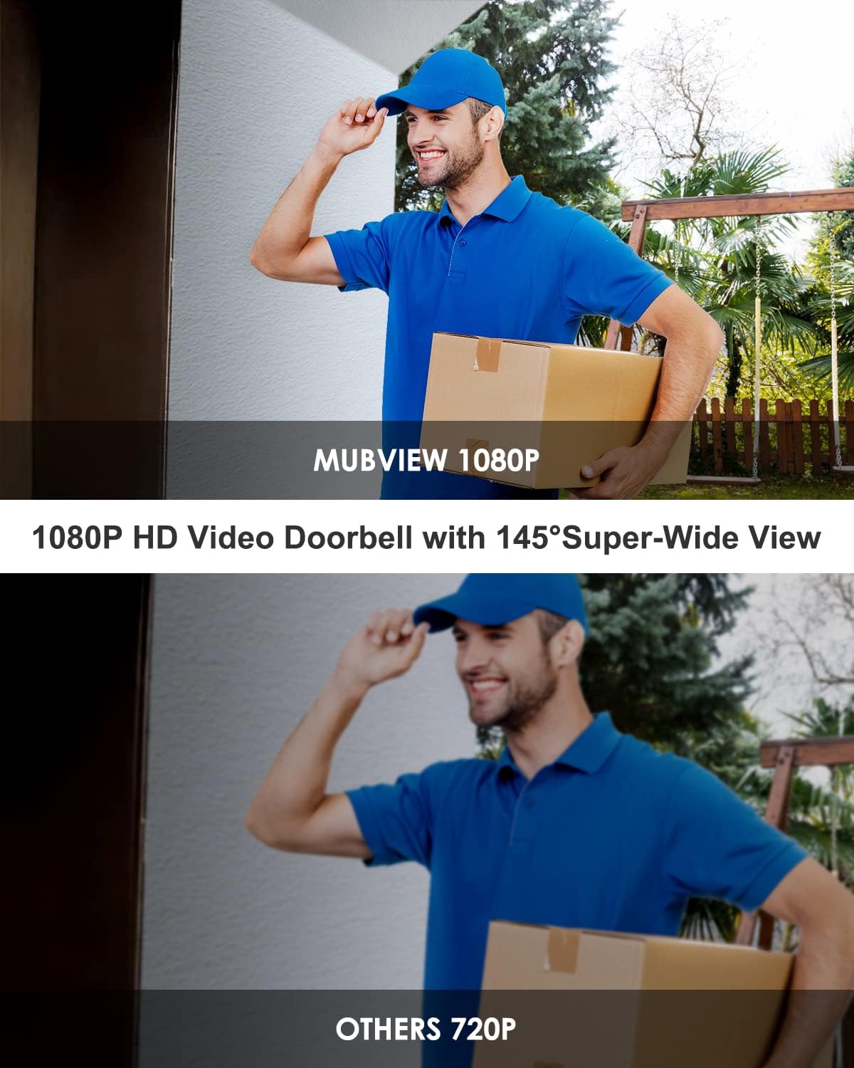 Wireless Doorbell Camera with Chime, MUBVIEW WiFi Video Doorbell Camera with Motion Detector, Anti-Theft Device, 1080P HD, Night Vision, 2-Way Audio, Storage (Optional) Pack of 2