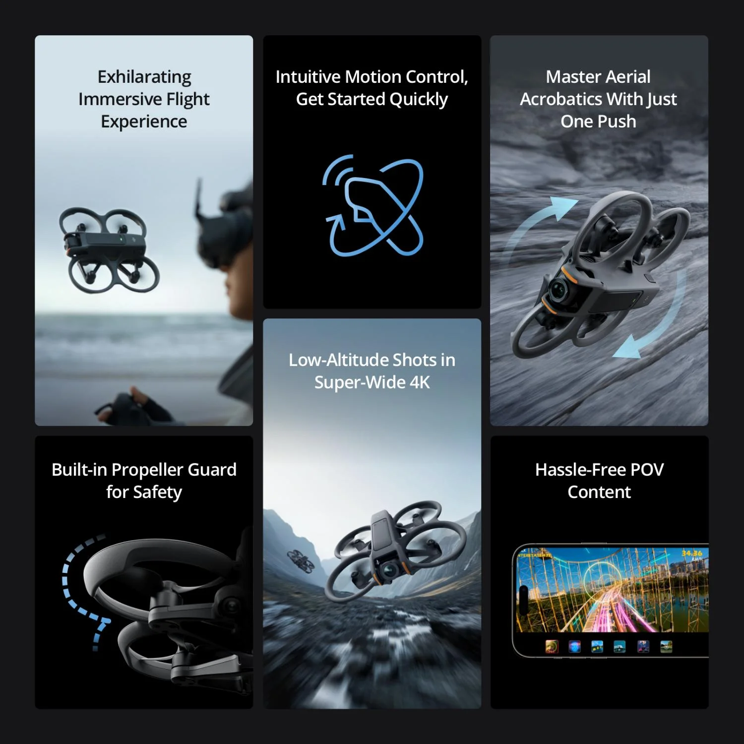 DJI Avata 2 FPV Drone Fly More Combo (3 Batteries) with Camera 4K Including Goggles 3 and RC Motion 3, Built-in Propeller Guard, POV Content Bundle with 1 Year DJI Care Refresh Plan & Accessories