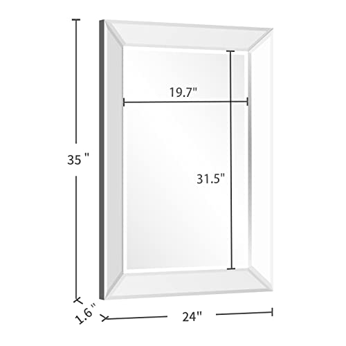 COGOOD Large Rectangular Wall Mirror 28"x39" - Angled Beveled Mirror Frame for Vanity, Hallway, Bathroom, Living Room Hangs Horizontal or Vertical