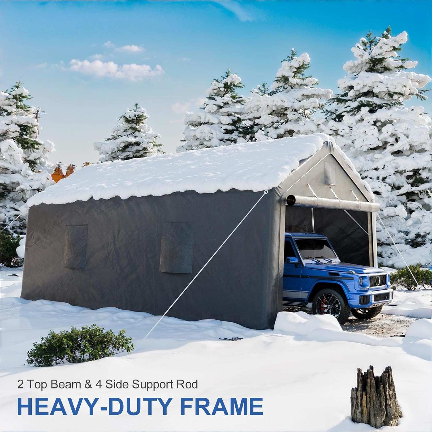 12x20ft Heavy Duty Carport, Car Port With All-Steel Metal Frame,Portable Garage For Automobile,Truck,Boat,Outdoor Storage Shelter,6*Ventilated Windows,4*Windproof Ropes,Anti-Snow Car Canopy