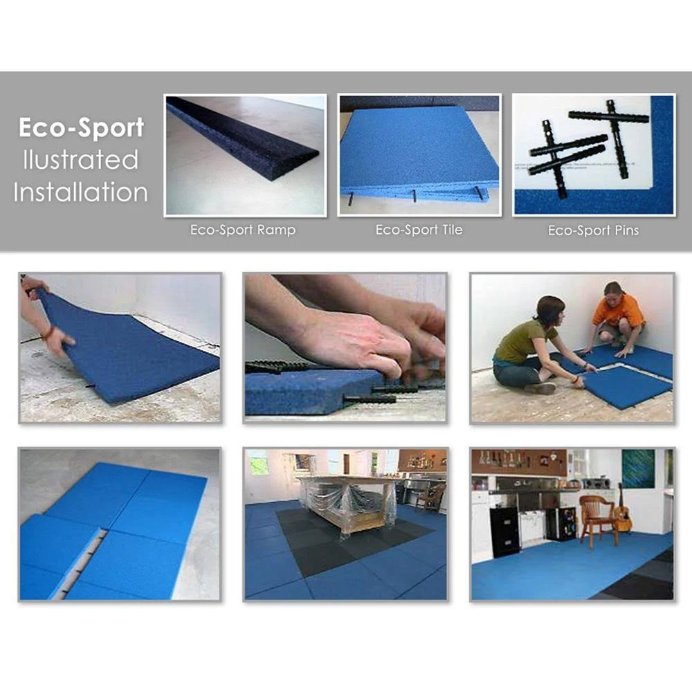 Rubber-Cal Eco-Sport Interlocking Flooring Rubber Tiles - Coal, 3 Pack, 20 x 20 x 1 in.