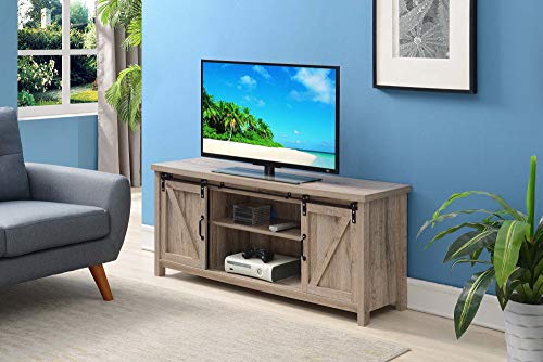 Convenience Concepts Blake Barn Door TV Stand with Shelves and Sliding Cabinets for TVs up to 60 Inches, Barnwood
