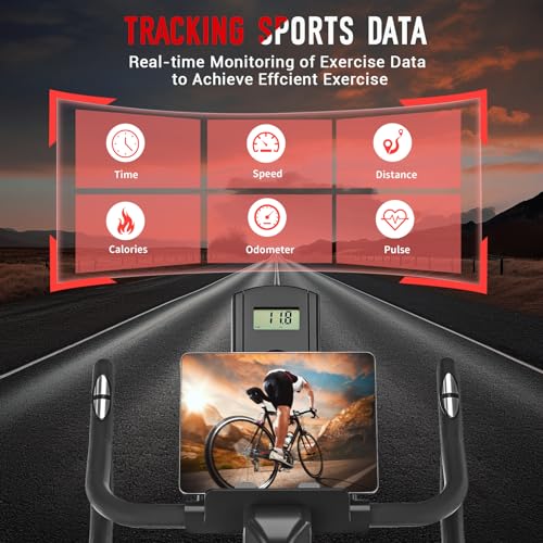Exercise Bike, CHAOKE Stationary Bikes for Home with 330lbs Weight Capacity, Indoor Cycling Bike with Comfortable Seat Cushion, Silent Belt Drive, LCD Monitor for Home Gym Cardio Workout Training