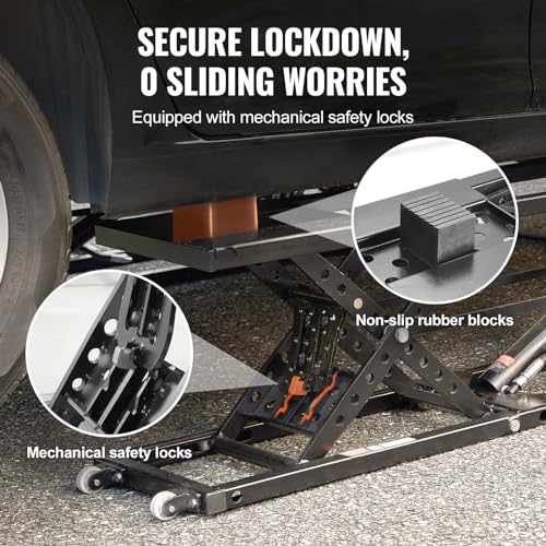 VEVOR Portable Car Lift, 7,000 LBS Capacity, 26.8" Max. Height, Heavy-Duty Carbon Steel Truck Lift with 120V Power Unit