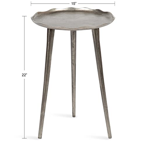 Kate and Laurel Alessia Modern Round Metal Side Table, 15 x 15 x 22, Bronze, Decorative Glam Cast Aluminum End Table with Deckled Edge for Bedroom Nightstand or Living Room Accent