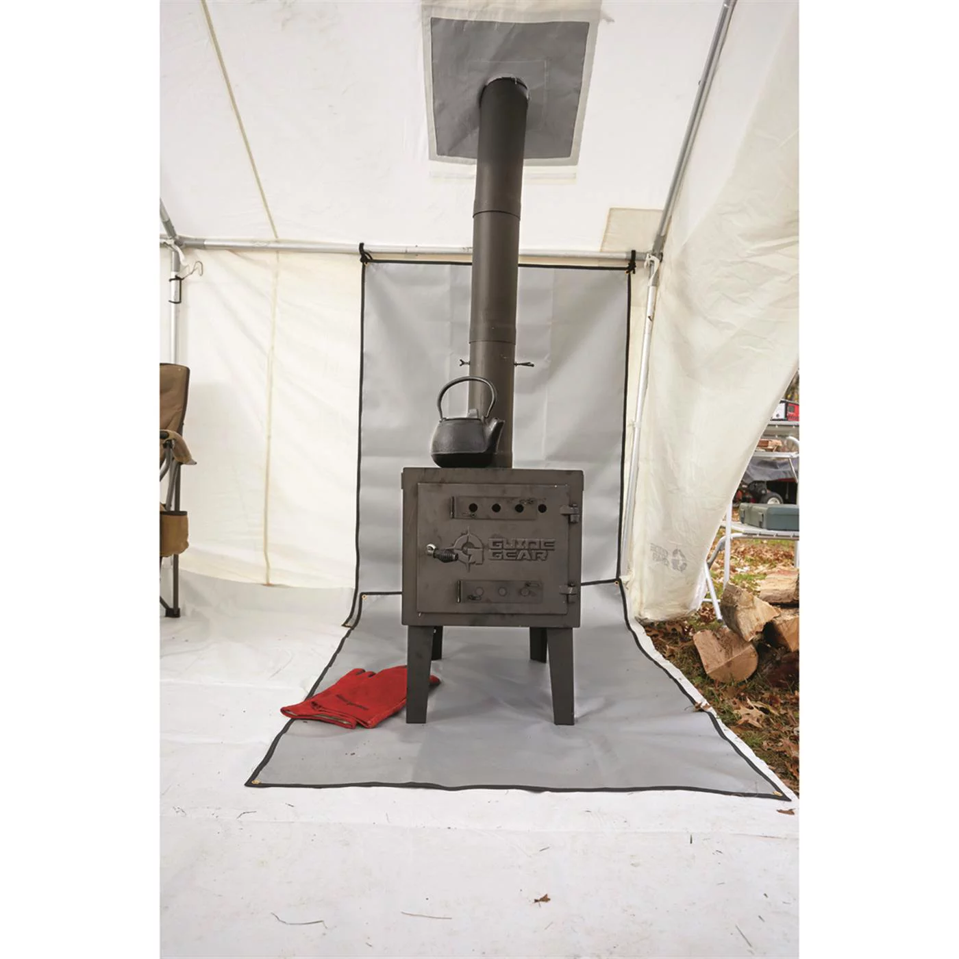 Guide Gear Large Outdoor Wood Burning Stove Portable with Chimney Pipe for Cooking, Camping, Tent, Hiking, Fishing, Backpacking