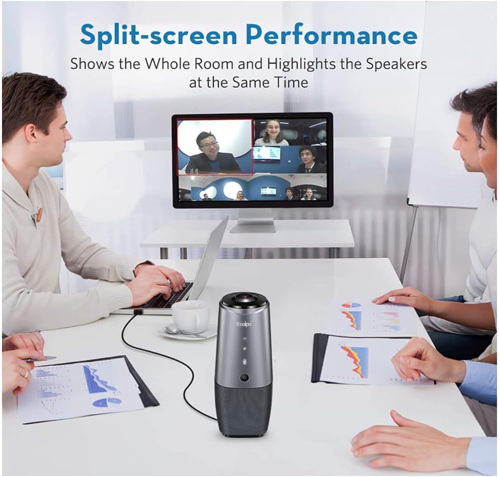 Video Conference Camera-4K Conference Camera with Microphone,360° View Conference Camera,AI-Sensor Facecapture Camera with 4 Microphone, All-in-One Conference Webcam for Zoom Skype Hangout Meeting