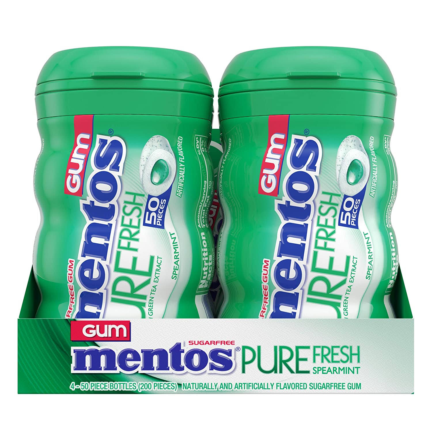 Perfetti Van Melle Mentos Pure Fresh Spearmint Gum - 24 per CASE.